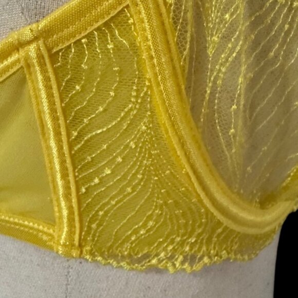 Bluebella Irena Sheer Lace Non Padded Balcony Underwired Bra In Yellow 34D NWT - Picture 8 of 15